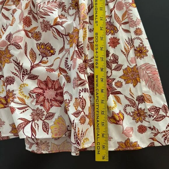 1.STATE REVOLVE Puff Sleeve‎ Smocked Mini Dress Fiesta Floral Batik Orange L - Picture 10 of 11